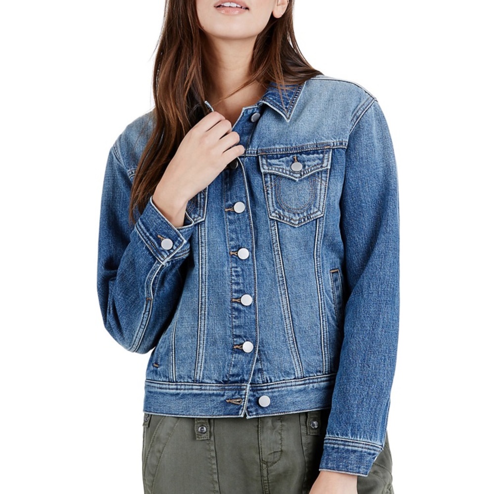 TRUE RELIGION WOMENS TRUCKER DENIM JACKET